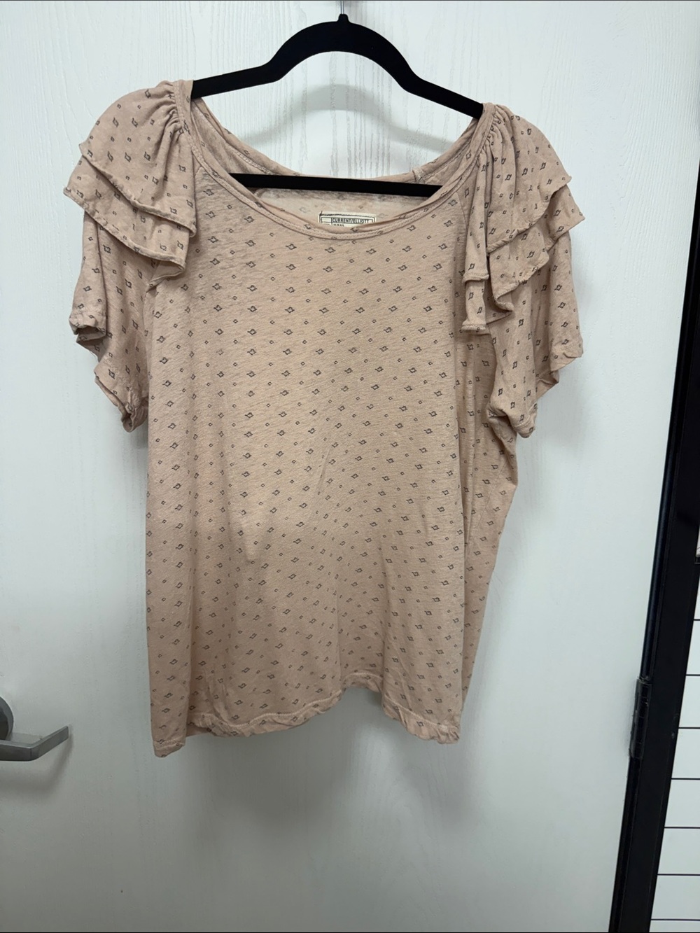 Current Elliott Ruffle Short Sleeve Top in Blush Pink - Picture 3 of 6